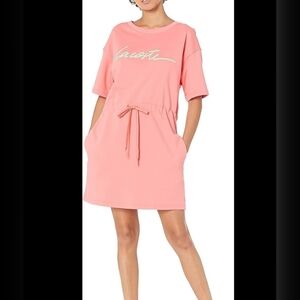 Lacoste Women's Short Sleeve Script T-Shirt Dress Size 44 (L or XL)